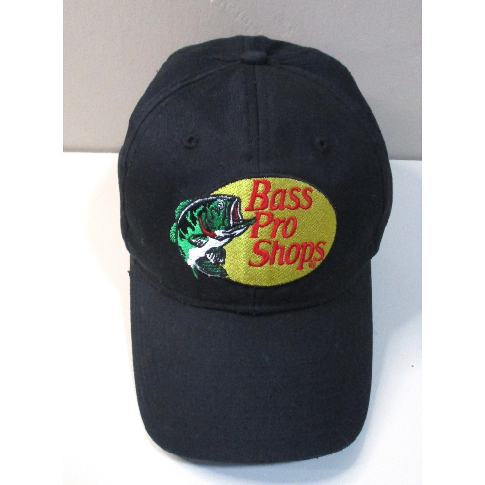 Bass Pro Shops Snapback Hat Black Embroidered Logo Fishing Baseball Cap OSFM